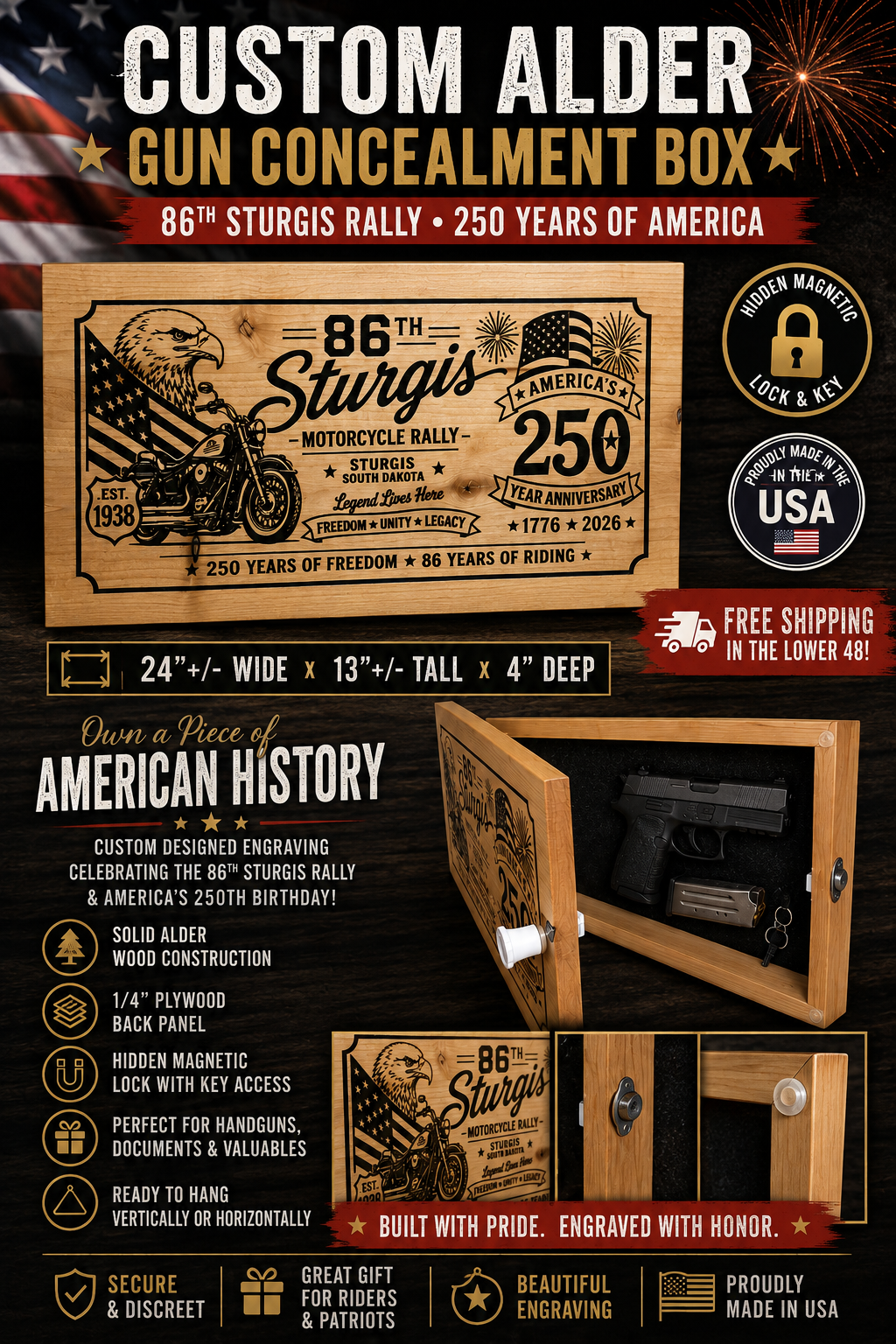 24" 86th Sturgis/250 YR Gun Concealment Box